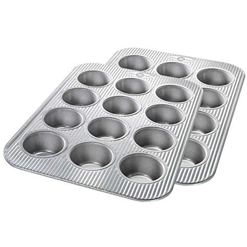 USA Pan 1200AMZ Bakeware Cupcake and Muffin Pan Nonstick & Quick Release Coating, Aluminized Steel, Set of 2, 12-Well