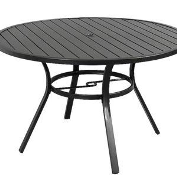 Style Selections Pelham Bay Round Outdoor Dining Table 48-in W x 48-in L with Umbrella Hole