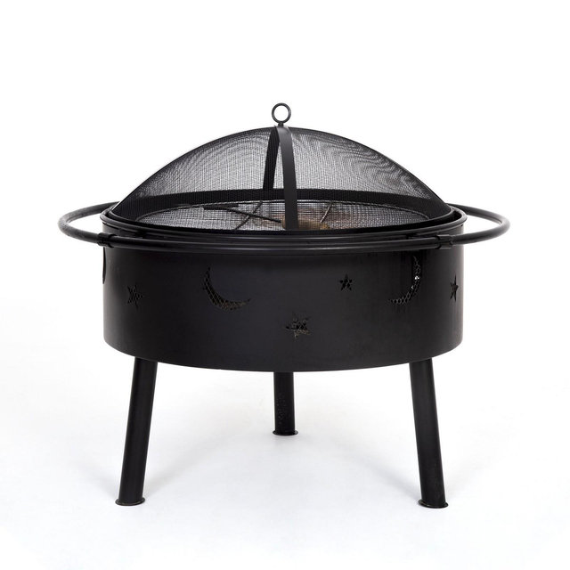 WestinTrends Star & Moon Bonfire Round Steel Wood Burning Patio Fire Pit