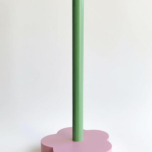 Pecfamly Cute Unique Pink Green Decorative Vertical Wood Kitchen Tissue Paper Towel Roll Holder Countertop, Colorful Eclectic Maximalist Funky Dopamine Home Room Kitchen Decor Aesthetic