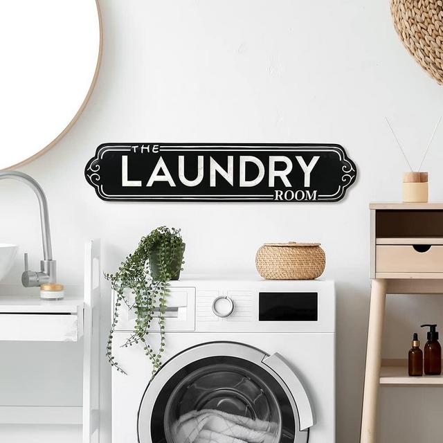 All Chic Laundry Door Sign Laundry Signs for Laundry Room Decor Laundry Room Signs Large Metal Laundry Room Wall Decor