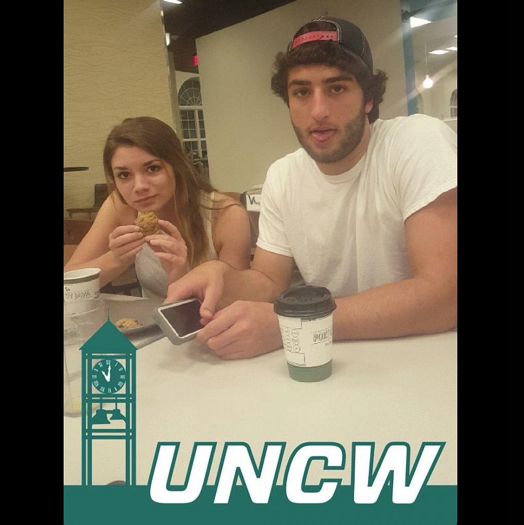 This goofy photo was taken in 2016 at UNCW’s dining hall, “Wag,” where we first met!