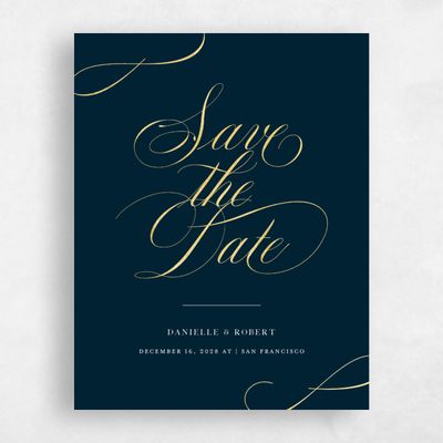 Darkest Teal, Blue Wedding Save the Date - Clifton Portrait Foil