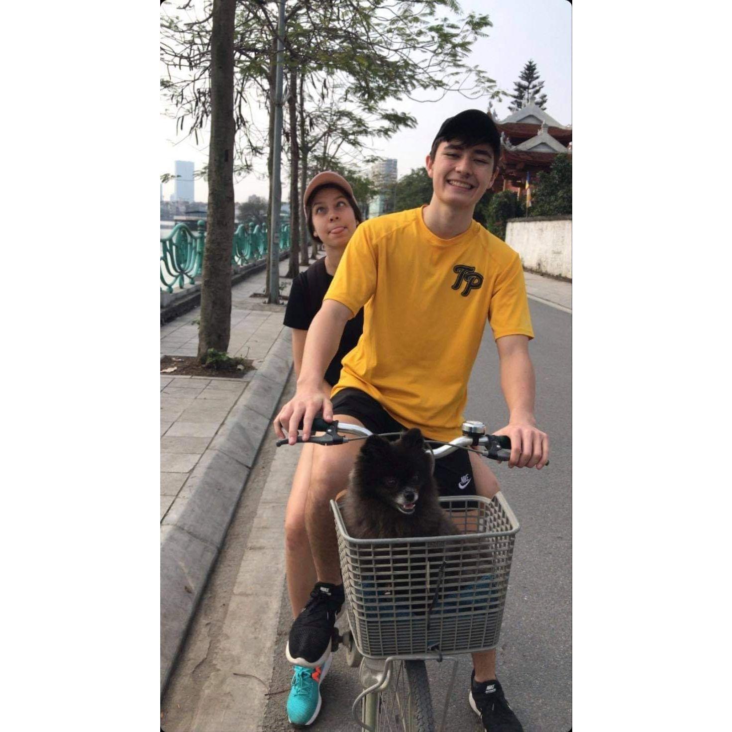 Biking around the lake in Hanoi