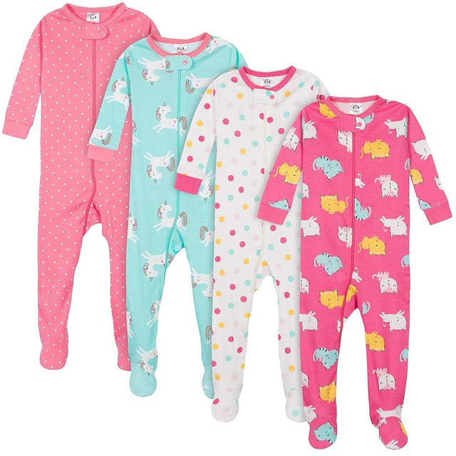 Gerber Baby-Girls 4-Pack Footed Pajamas