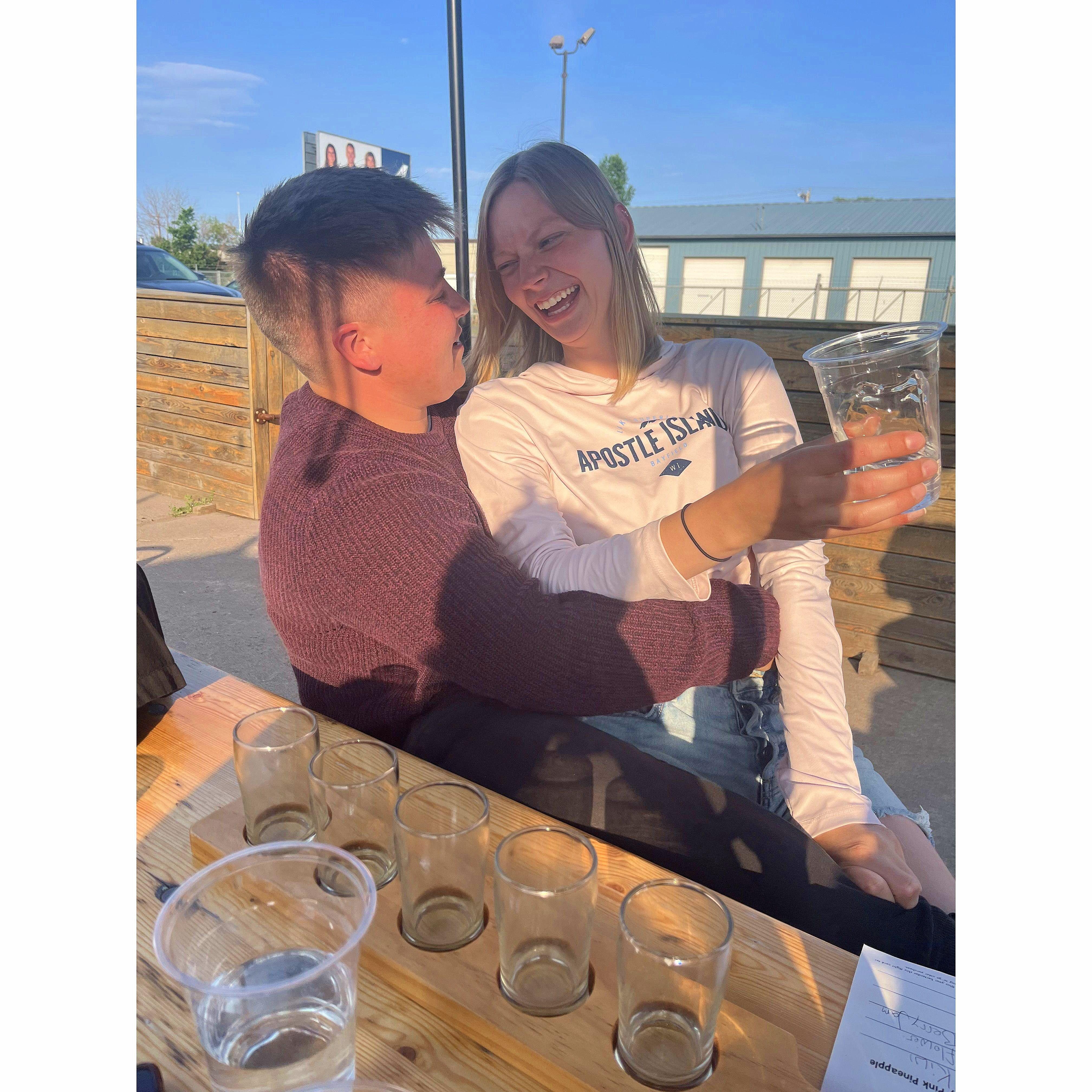 Just goofing off at a local brewery.
