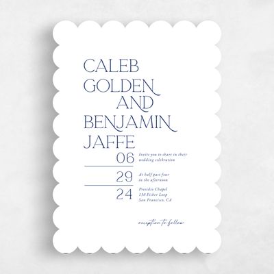 White Scalloped Wedding Invitation - Hasbrouk Portrait