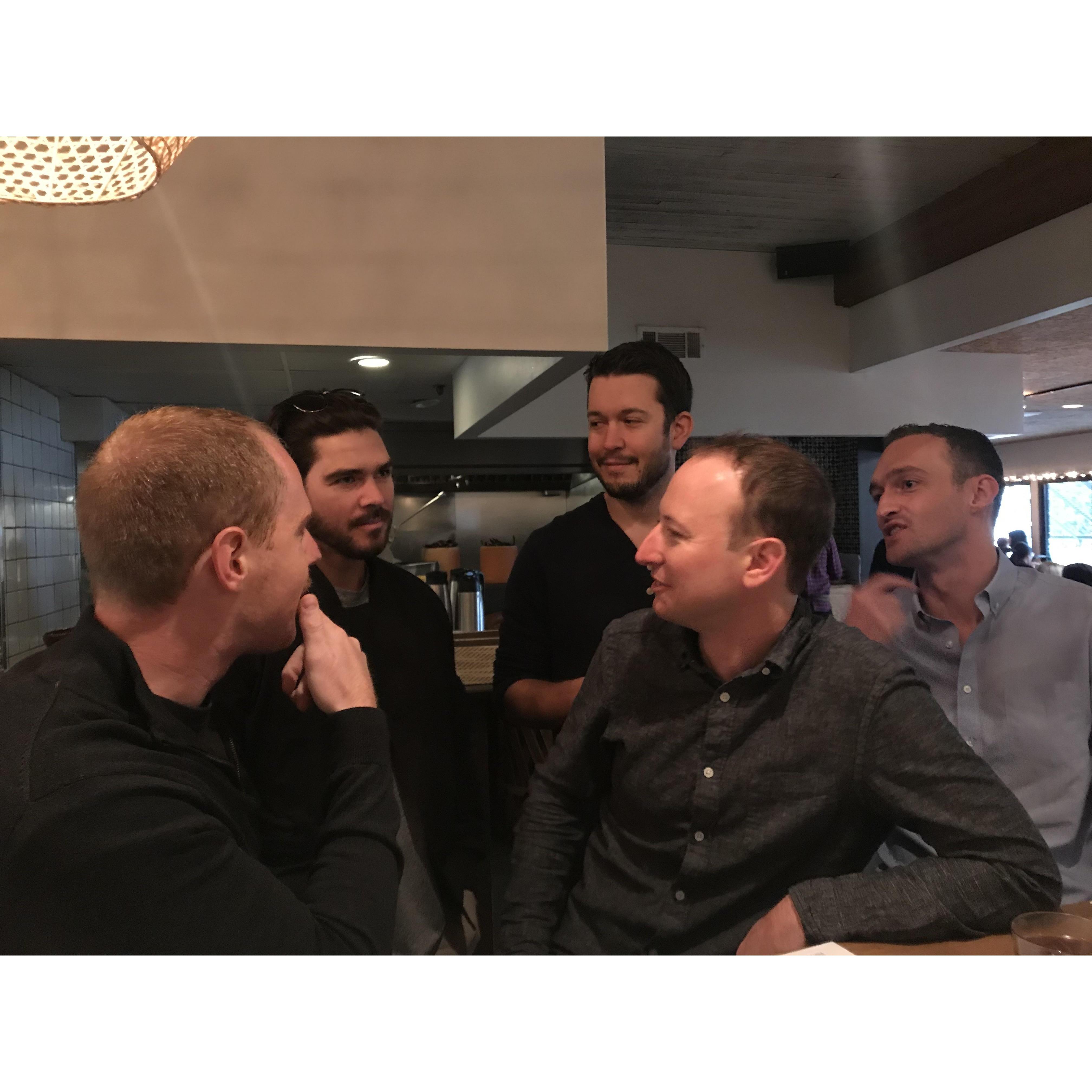 Discussing either geopolitics or Pitbull (Chris, Jake, Jonathan, Evan, Jason)