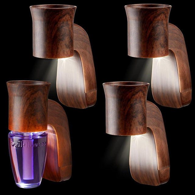 Nitial 4 Pcs Wall Fragrance Plug in with Night Light Compatible with Wallflowers Plug in Compatible with Bath and Body Works Walnut Essential Oil Plug in Diffuser Home Rotary Plug in Air Fresheners