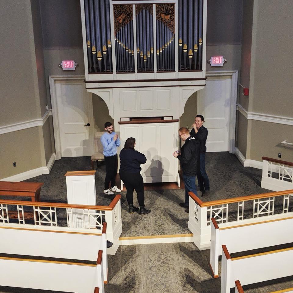 Mason and his roommate, Mat were hiding to get good pictures of the big moment!