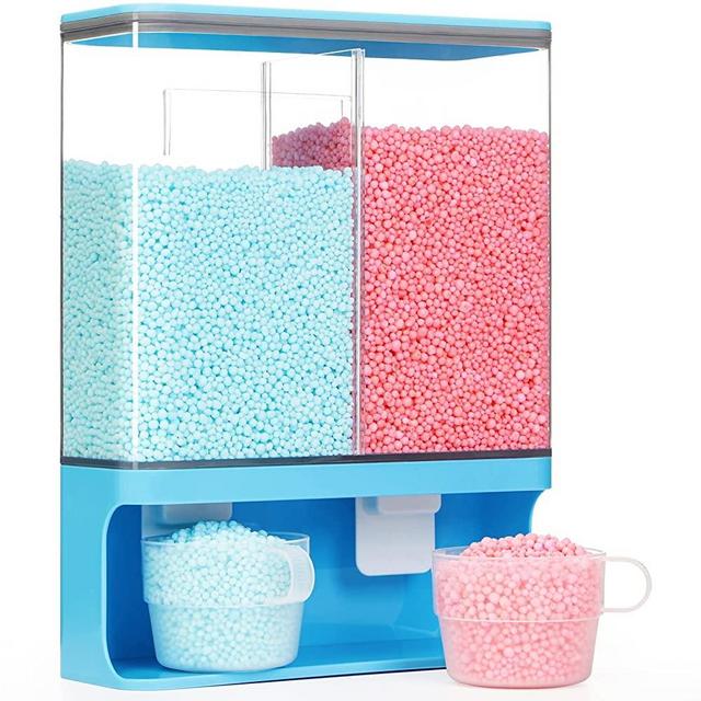 Conworld Laundry Detergent Dispenser, Wall-Mounted Scent Booster Beads Dispenser for Laundry Organizer, Laundry Supplies, Rice Dispenser Container, Suitable for Laundry Beads/Washing Powder, Blue