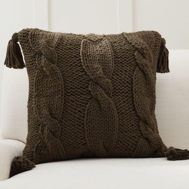Bluma Handknit Pillow Cover, 22 x 22", Cypress