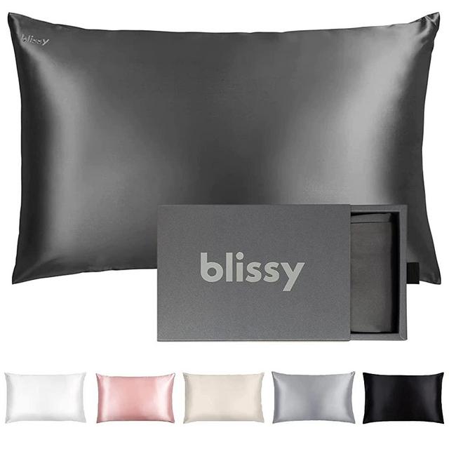 Blissy Silk Pillowcase - 100% Pure Mulberry Silk - 22 Momme 6A High-Grade Fibers - Satin Pillow Cover for Hair & Skin - Regular, Queen & King with Hidden Zipper