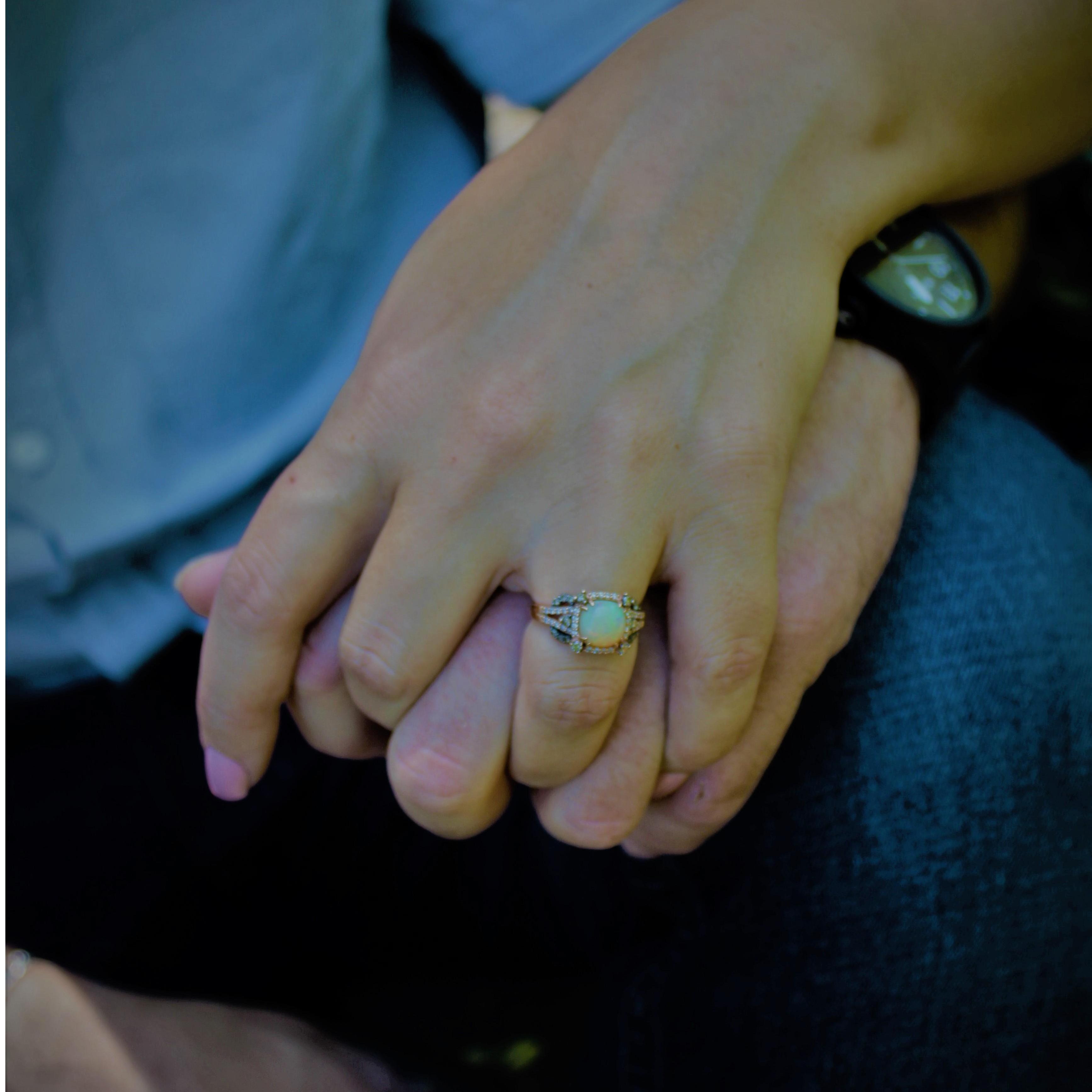I always told Casey no matter what for my wedding ring i do not want a diamond, Opals are my absolute favorite stone ever. Casey did amazing picking such a unique ring for our unique relationship.