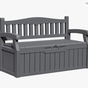 80 Gallon Storage Bench for Patio Furniture, Porch Decor and Outdoor Seating - Gray