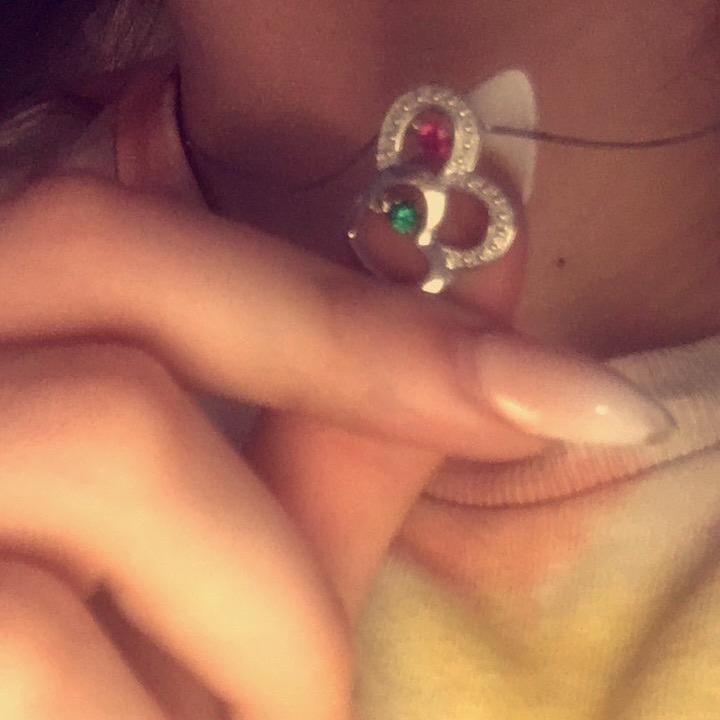 The necklace Sterling had custom made for me for my Birthday, it has our names inscribed and birthstones