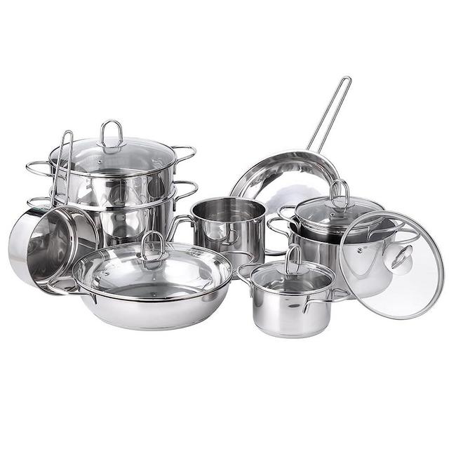 14 Pc Stainless Steel Cookware Set - stainless steel pots and pans set, cookware set Hungered Handle with Lids for Home and Restaurant