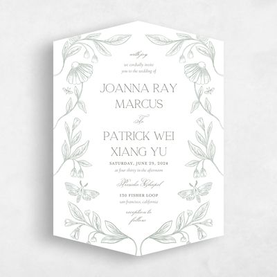 White Diamond Wedding Invitation - Gaspard Portrait