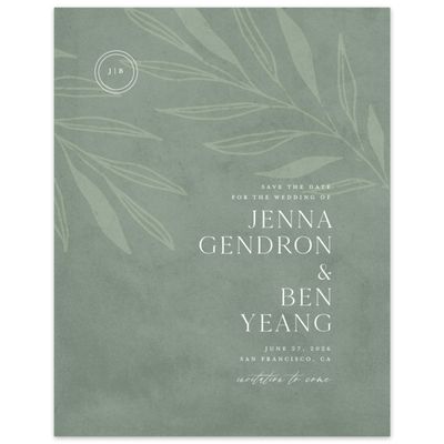 Green Greenery Wedding Digital Save the Date - Castille Portrait
