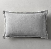 Belgian Linen Cross Weave Flanged Pillow Cover Restoration Hardware