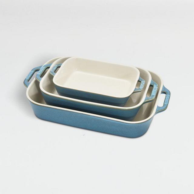 Staub Turquoise Rectangular Bakers, Set of 3