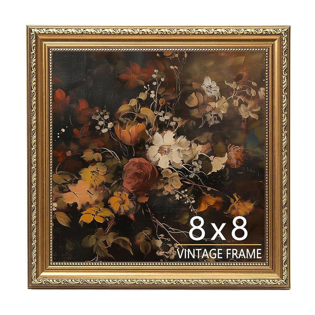 ASTRDECOR 8x8 Picture Frame, Vintage Bronze Gold Picture Frame for Tabletop & Wall Mount, 8 x 8 Frame for Living Room, Bedroom, Office or Gallery Wall, Retro Home Decoration Gift - 1 Pack