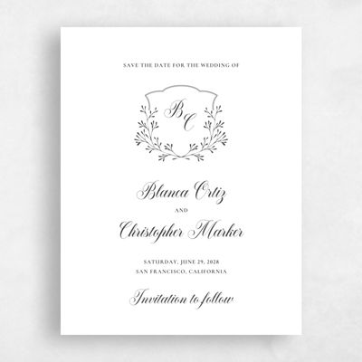 Dark Charcoal, Black Wedding Save the Date - Estera Portrait