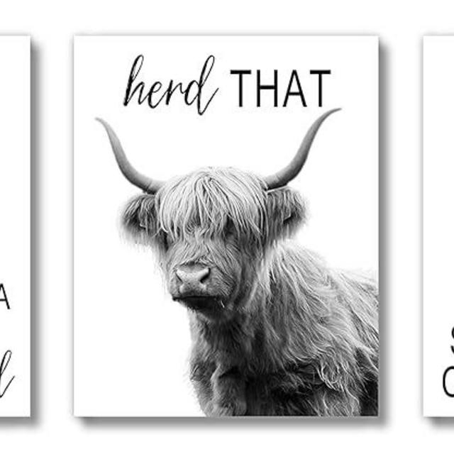 Brooke & Vine Black and White Contemporary Farmhouse Funny Bathroom Decor Wall Art (UNFRAMED 8x10) Bathroom, Living Room, Bedroom Wall Decor (Funny Farm Animals)