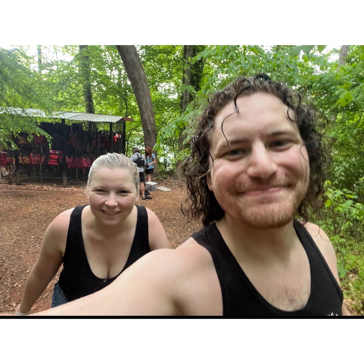 Got caught in the rain on kayaks in the middle of the lake