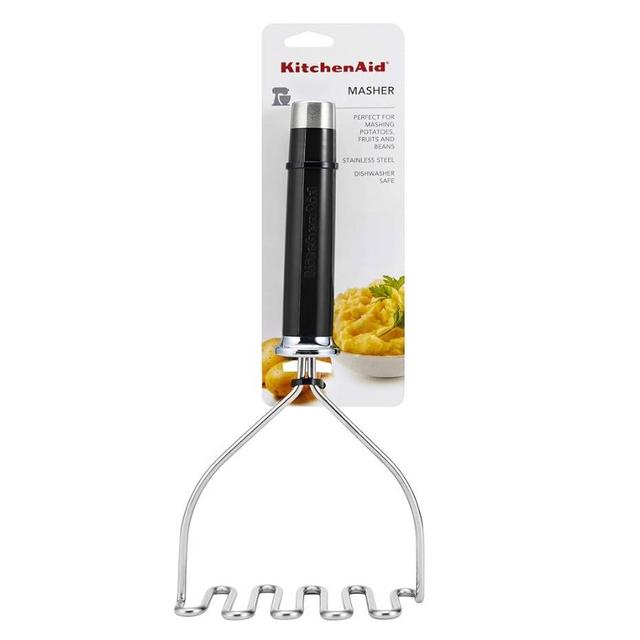KitchenAid Gourmet Stainless Steel Wire Masher, 10.24-Inch, Black