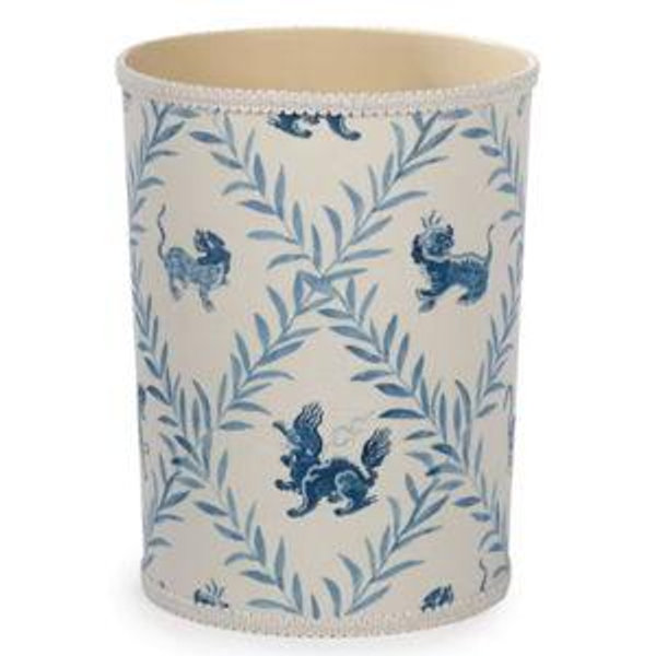 Scully & Scully | Foo Dog Blue Wastebasket