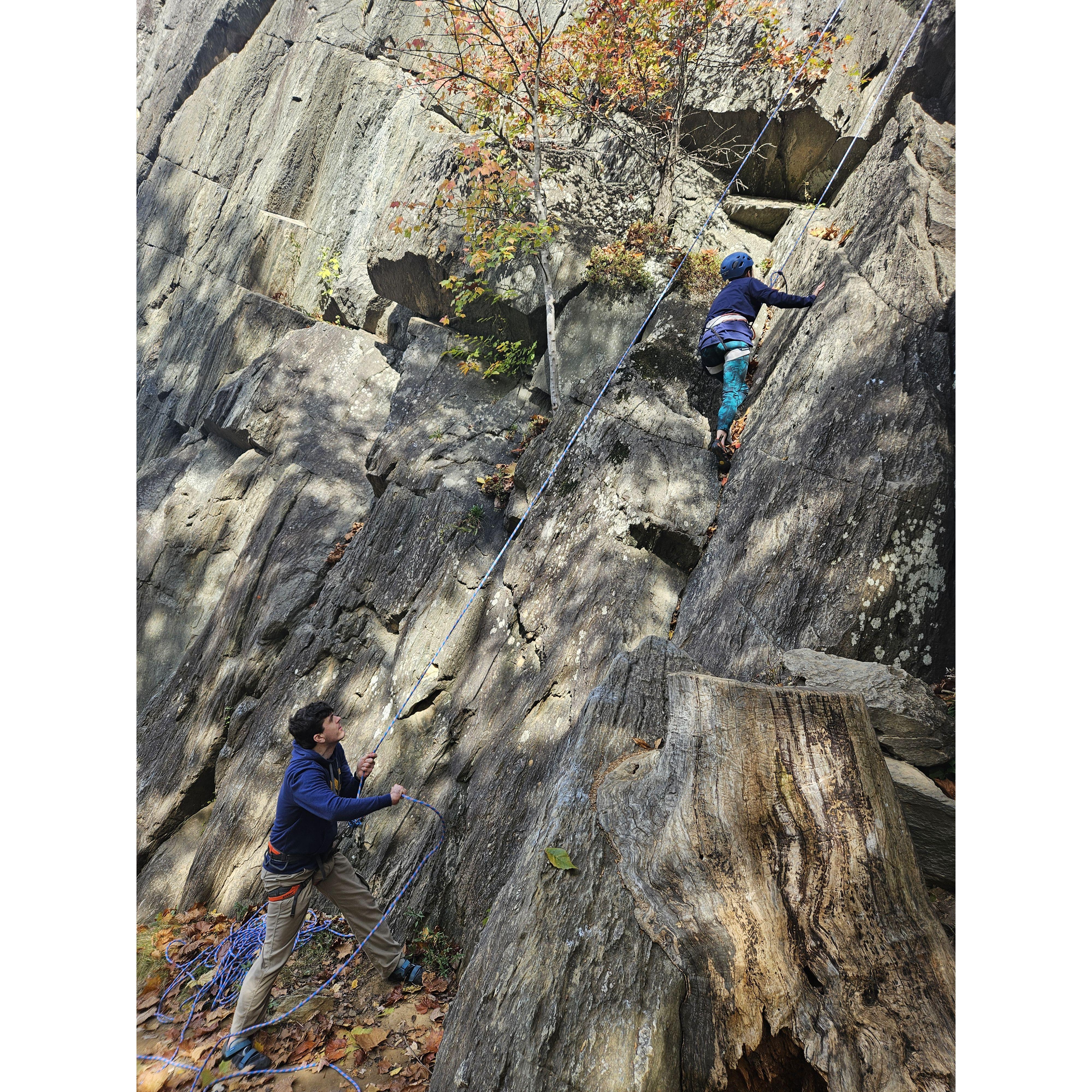 October 2024 - Peter belaying Shannon on her very first time rock climbing.