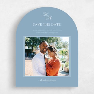 Blue Arch Wedding Save the Date - Wyncote Photo