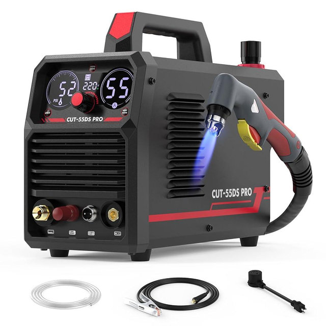 YESWELDER 55 Amp Plasma Cutter Non-High Frequency, Large LED Digital Display Non-Touch Pilot Arc, Digital DC Inverter 110/220V Dual Voltage Plasma Cutting Machine CUT-55DS PRO NEW