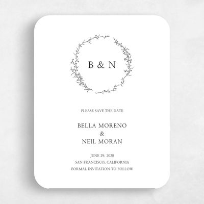 White Rounded Wedding Save the Date - Earlewood Portrait