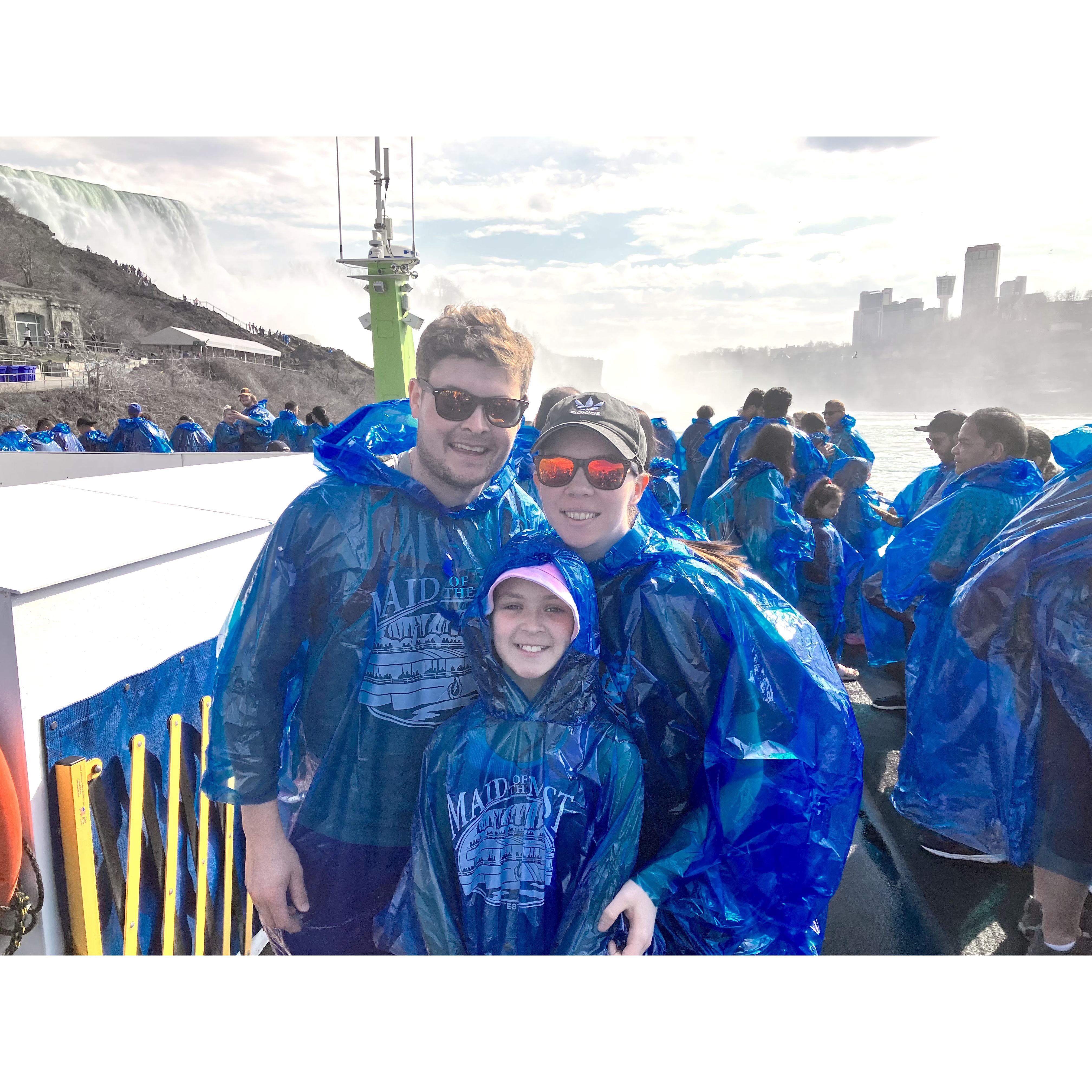 This was Ian and Avery's first time on the Maid of the Mist in Niagara Falls