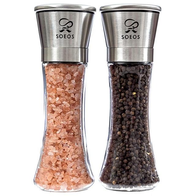 Soeos Stainless Steel Salt and Pepper Grinder Set, Premium Pepper Mill, Pepper Grinder, Salt and Pepper Grinder Set. (With Salt&Pepper)