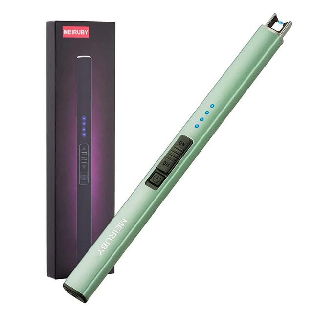 MEIRUBY Lighter Electric Lighter Candle Lighter Rechargeable USB Lighter Arc Lighters for Candle Camping Family Use Green
