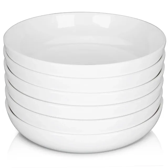 6pcs Pasta Bowls 22oz, 7.8 Inch Salad Bowl Set, Kitchen Large Ceramic Shallow Bowls Pasta Plates
