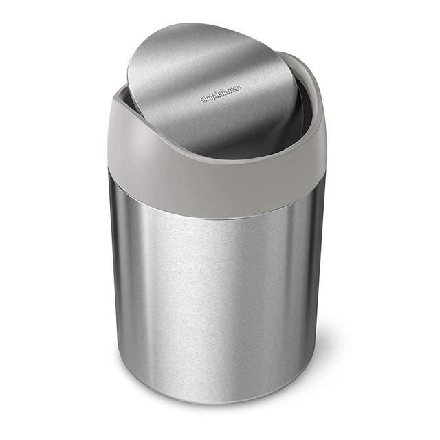 simplehuman 1.5 Liter / 0.4 Gallon Countertop Trash Can, Brushed Stainless Steel