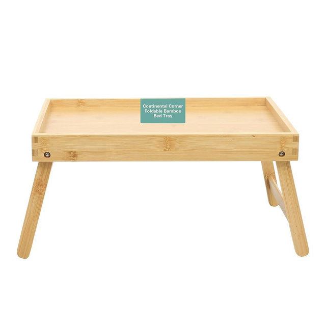 Gibson Home Continental Bamboo Bed Tray with Folding Legs, for Breakfast, Eating, Working, Laptop, Foldable Serving