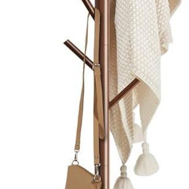 kimhoshi SALE Wooden Coat Rack Stand with 8 Hooks Beech Adjustable Coat Standing Tree Easy Assembly for Coats, Hats, Scarves and Handbags for Entryway, Hallway, Bedroom, Office (Brown)