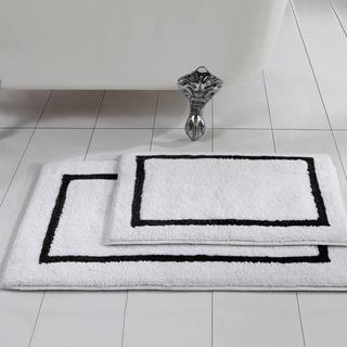 2-Piece Reversible Contrast Stripe Bath Rug Set