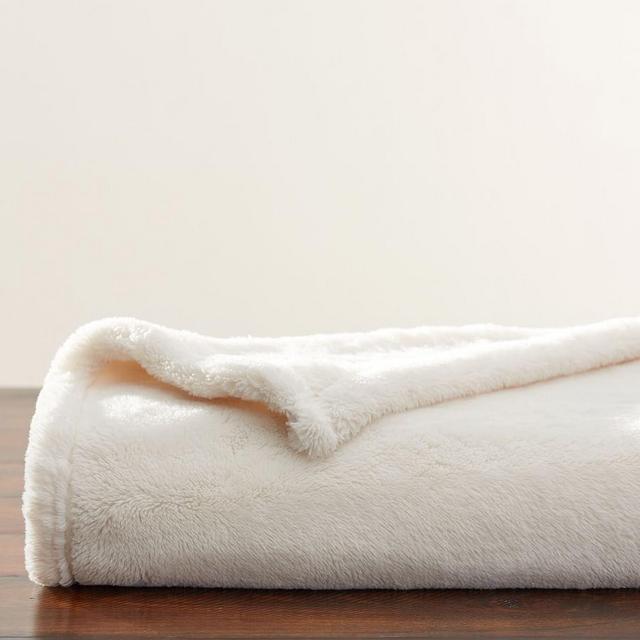 Faux Fur Cozy Throw, 50 x 60", Ivory