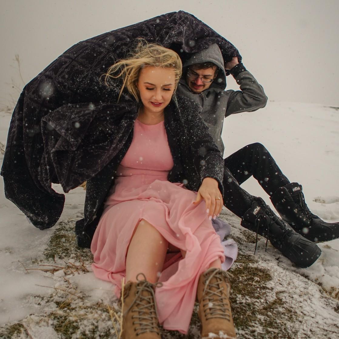 Our first attempt at engagement photos, we got stuck in a snow storm...