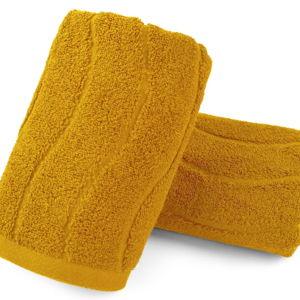 Wavy Striped Cotton Hand Towels, Set of 2, Mustard