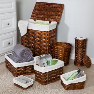 Wicker Hamper and Bath Combo 7-Piece Set