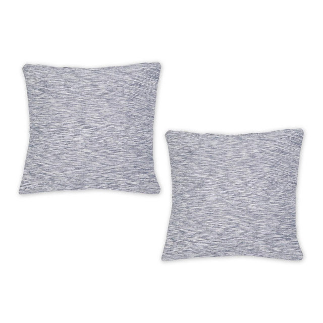 Design Imports 2pc 18"x18" Tonal Recycled Cotton Square Throw Cover Navy/Off-White: Indoor Stripe Pattern, Zippered
