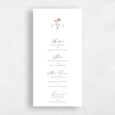 White Wedding Menu - Marlowe