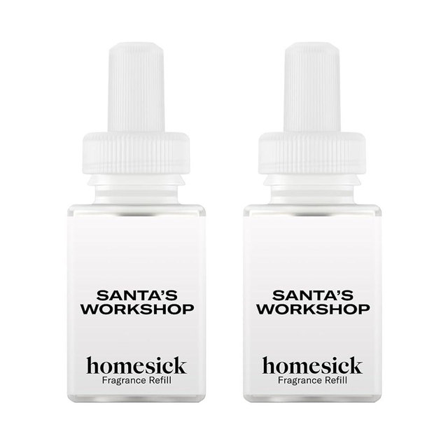 Pura & Homesick Home Scent Refill - Smart Air Diffuser - Hours of Luxury Fragrance per Refill - Home Essential - Clean & Safe Diffuser Fragrance - 2 Pack, Santa's Workshop